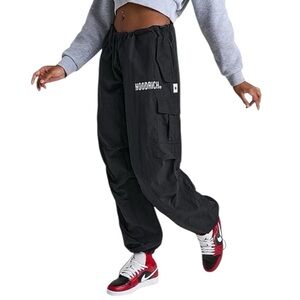 Hoodrich Extent Woven Parachute Womens Cargo Pants Medium Black Utility Hip Hop
